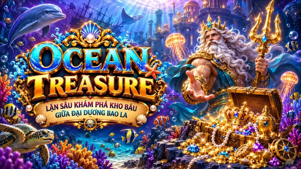 Biểu ngữ QQVN OCEAN TREASURE quảng bá khuyến mãi và tin tức dành cho người chơi